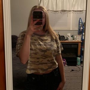 Yellow Camo Crop Top